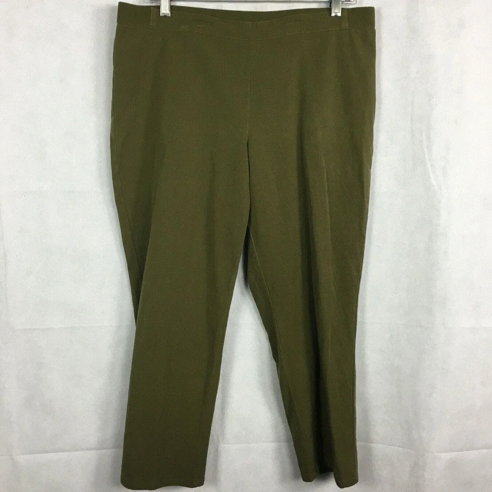 Isaac Mizrahi Pants Womens‎ Sz 14P Olive Green Stretch Casual Crop Leggings